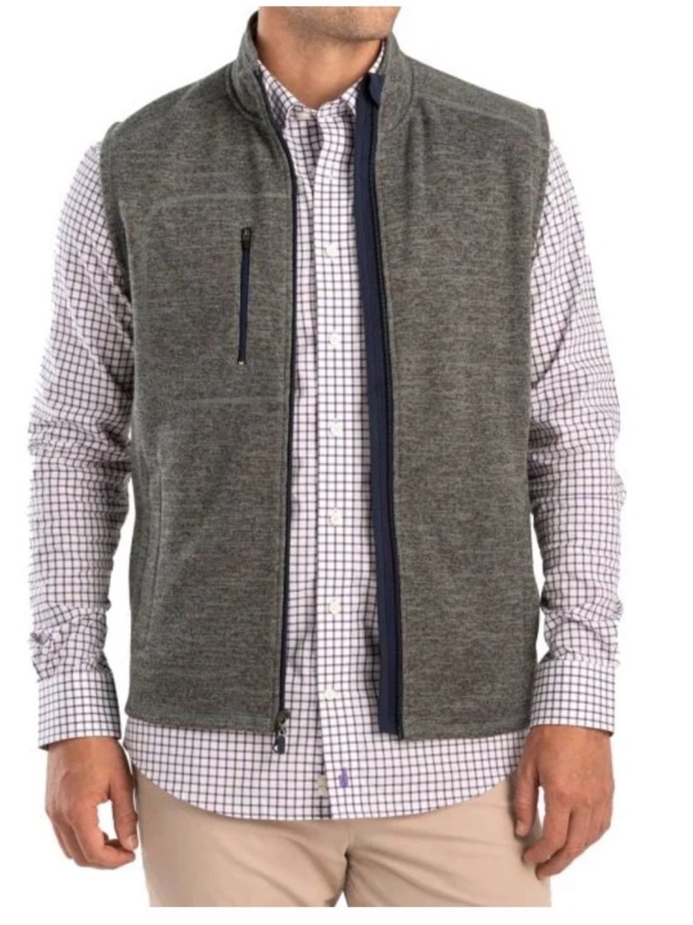 johnnie-O Tahoe 2-Way Zip Front Heather Gray Golf Vest Size Large